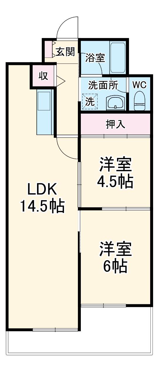 セントラルハイツ(2LDK/6階)の間取り写真