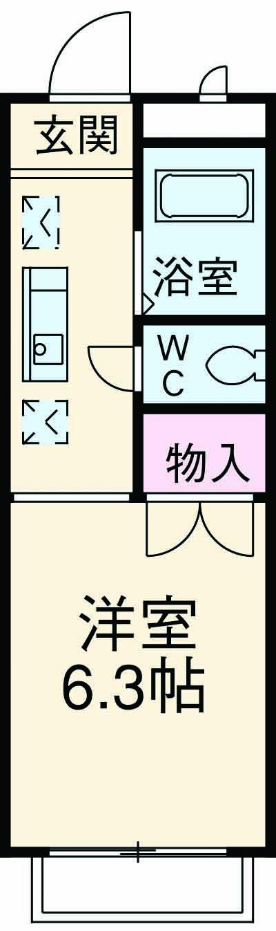 コーポつくし(1K/1階)の間取り写真