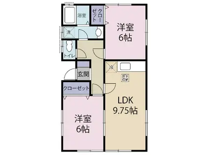 遠州鉄道 新浜松駅 徒歩27分 1階建 築23年(2LDK)の間取り写真