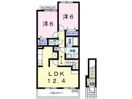 クレーストⅠ(2LDK/2階)の間取り写真