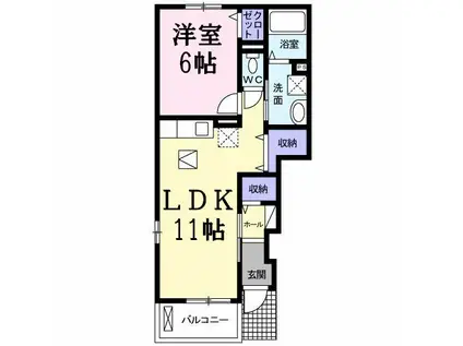 エデン2(1LDK/1階)の間取り写真