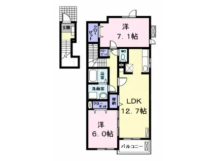 インプレス高杉Ⅰ(2LDK/2階)の間取り写真