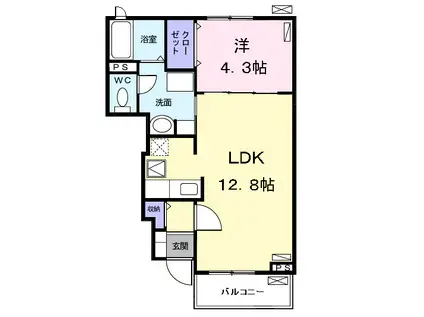 フェリーチェ(1LDK/1階)の間取り写真