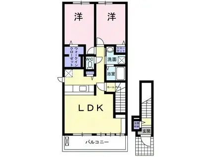 SAVORY SQUARE Ⅲ(2LDK/2階)の間取り写真