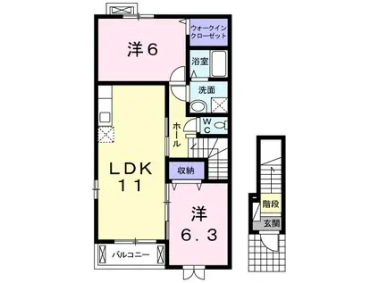 ル・シャトーⅠ(2LDK/2階)の間取り写真