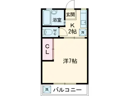 フジハイツ(1K/2階)の間取り写真