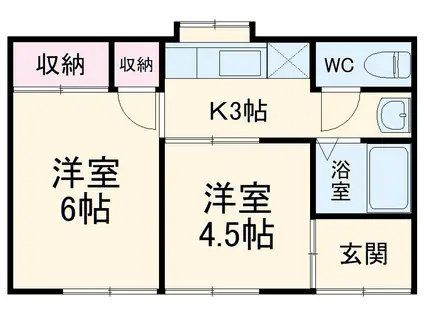 遠州鉄道 上島駅 徒歩15分 1階建 築53年(2K)の間取り写真