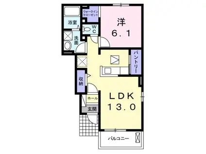 アイリー C(1LDK/1階)の間取り写真