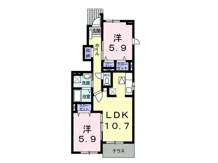 カーサ・セレノⅢ(2LDK/1階)の間取り写真