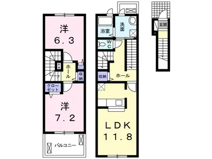 フィオーレ・ソノ(2LDK/2階)の間取り写真