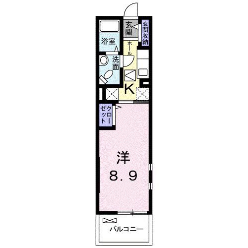 アルバーダⅡ(1K/1階)の間取り写真