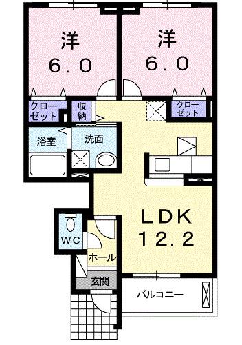 ベルデ ブリッサⅠ(2LDK/1階)の間取り写真