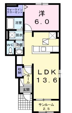 ルーエⅣ(1LDK/1階)の間取り写真