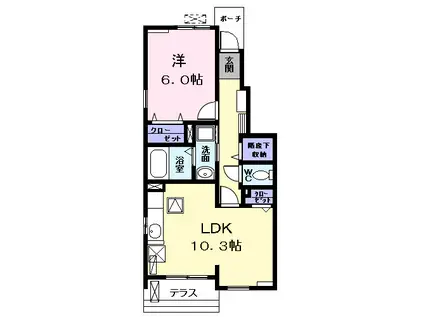 プラシード Ⅱ(1LDK/1階)の間取り写真