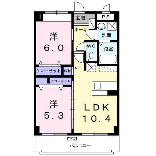 フォレスト大里(2LDK/1階)の間取り写真