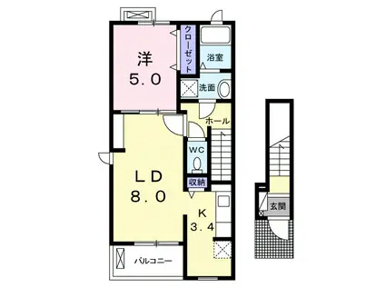 ガーデンハウスミズキⅡ(1LDK/2階)の間取り写真