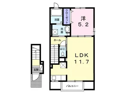 シャイネス ストーリアⅡ(1LDK/2階)の間取り写真