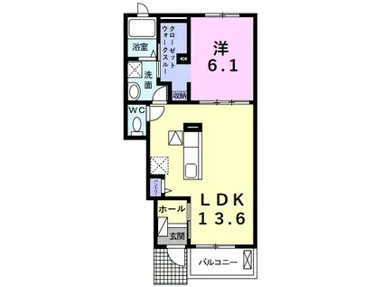 エル ブランコ(1LDK/1階)の間取り写真