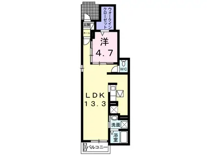 アヴェニュー 泉大津(1LDK/1階)の間取り写真