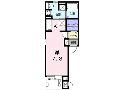 パレ・ニューみやの Ⅲ(ワンルーム/2階)の間取り写真