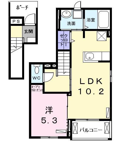 ブリッサ港西Ⅰ(1LDK/2階)の間取り写真