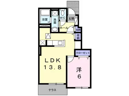 アーバンフィールド(1LDK/1階)の間取り写真