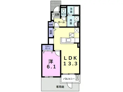 シュウ・メゾンⅡ(1LDK/1階)の間取り写真