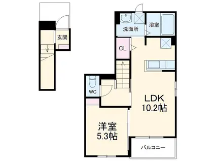 ザ ブロンクス(1LDK/2階)の間取り写真
