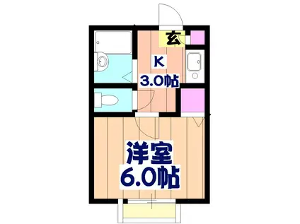 ヴランドール南本町(1K/2階)の間取り写真