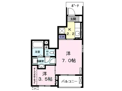 グラン ソレイユ Ⅱ(2K/1階)の間取り写真