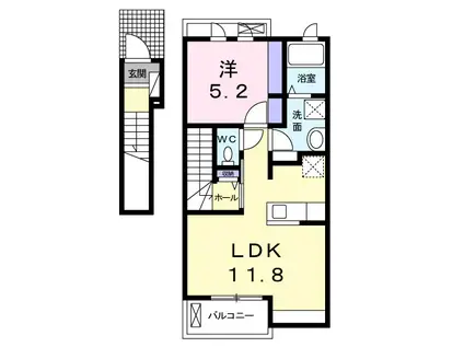 ピュアレジデンスA(1LDK/2階)の間取り写真