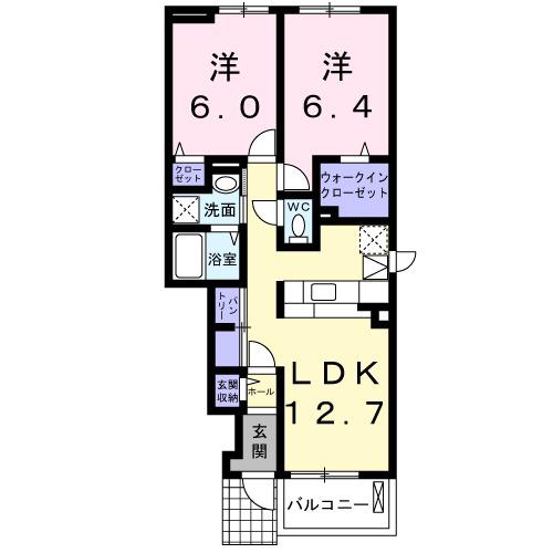 CASA・すみれ(2LDK/1階)の間取り写真