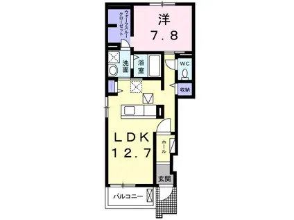シエルブルーⅡ(1LDK/1階)の間取り写真