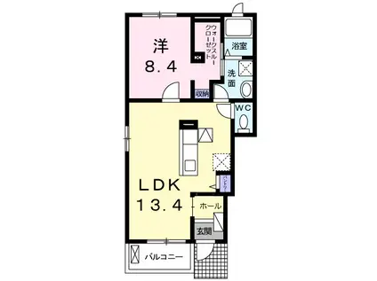 フォルシュⅠ(1LDK/1階)の間取り写真