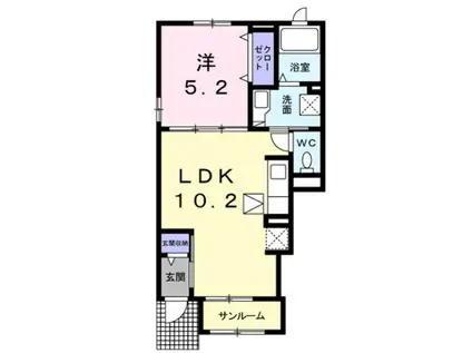 アヴィオンⅡ(1LDK/1階)の間取り写真