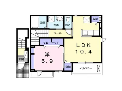 メゾン ファミールⅡ(1LDK/2階)の間取り写真