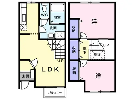 フォレスタⅡ(2DK/1階)の間取り写真