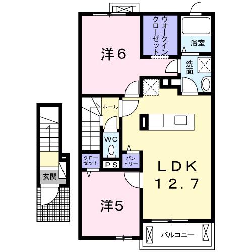 メゾン・ドゥ・アヴェニールⅠ(2LDK/2階)の間取り写真