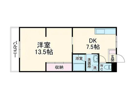 元魚ハイホーム(1DK/2階)の間取り写真