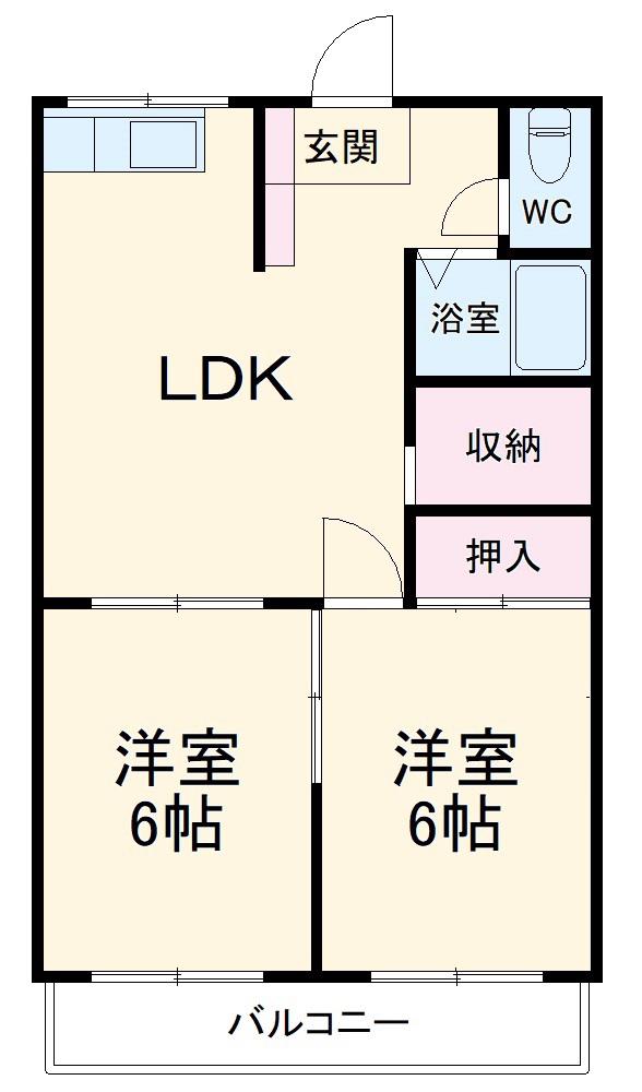 第2ホーワコーポ(2SDK/1階)の間取り写真