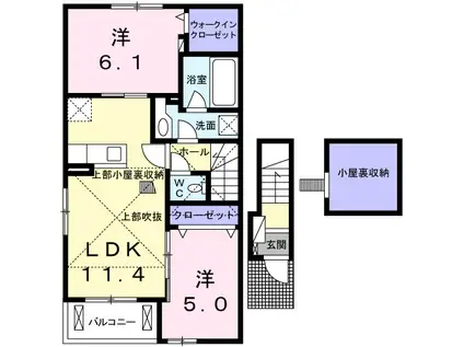 ベル スクエアⅠ(2LDK/2階)の間取り写真