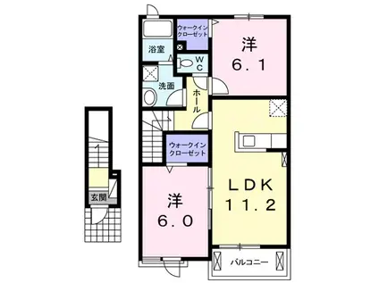 プラテリア(2LDK/2階)の間取り写真