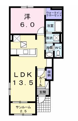セイガーデンⅡ(1LDK/1階)の間取り写真