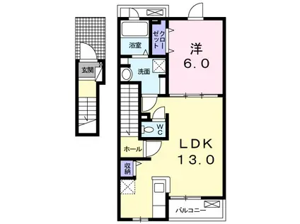 メルヴェーユ Ⅲ(1LDK/2階)の間取り写真