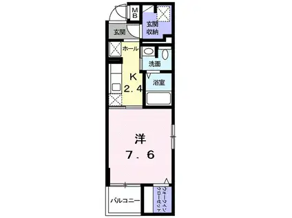 エムズアークⅠ(1K/4階)の間取り写真