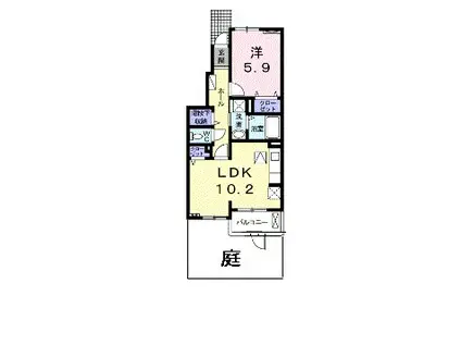 ベル フィオーレ Ⅱ(1LDK/1階)の間取り写真