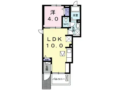 グランメゾン広沢Ⅱ(1LDK/1階)の間取り写真