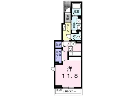 ラ・シャンブル阿原(1K/1階)の間取り写真
