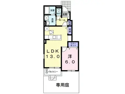 ライグッドⅥ B(1LDK/1階)の間取り写真