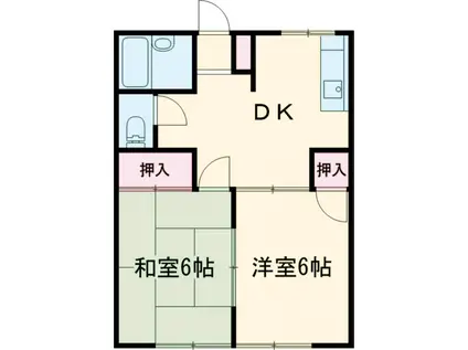 ハイツ武藤(2DK/1階)の間取り写真